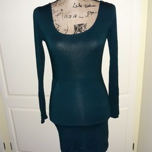 Peacock green body con dress
